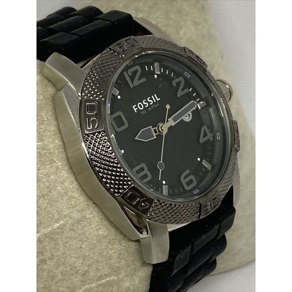 Fossil PR5409 Men's Black Silicone Analog Black Dial Quartz Genuine Watch JK2 - Picture 5 of 12